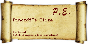 Pinczés Eliza névjegykártya